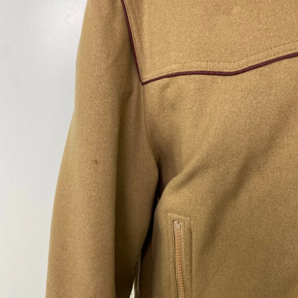 Vintage Anderson-Little Tan w/ Red Trim Coat Large Wool Blend - Picture 6 of 15